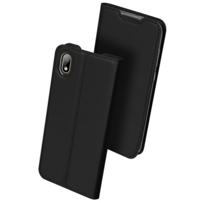 Huawei Y5 2019 (Honor 8S) „Dux Ducis“ Skin sērijas melns ādas atvērams maciņš / Vacins.lv