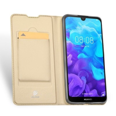 Huawei Y5 2019 (Honor 8S) „Dux Ducis“ Skin sērijas zelta ādas atvērams maciņš / Vacins.lv