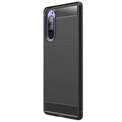 Sony Xperia 5 „Mofi“ Carbon cieta silikona (TPU) melns apvalks | vacins.lv