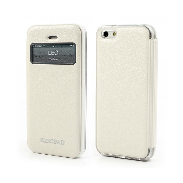 „Kingpad“ atverčiamas „S-View“ stiliaus dėklas - smėlio spalvos (iPhone 5 / 5S / SE 2016)