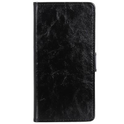 Sony Xperia 5 atverčiamas juodas odinis dėklas - piniginė / Priedai.lt