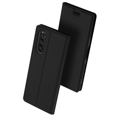 „Dux Ducis“ Skin serijos Sony Xperia 5 juodas odinis atverčiamas dėklas / Priedai.lt