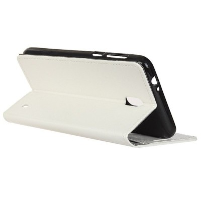 Nokia 2.2 (2019) atvēramais ādas balts maciņš (maks) / Vacins.lv