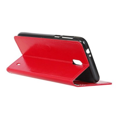 Nokia 2.2 (2019) atvēramais ādas sarkans maciņš (maks) / Vacins.lv