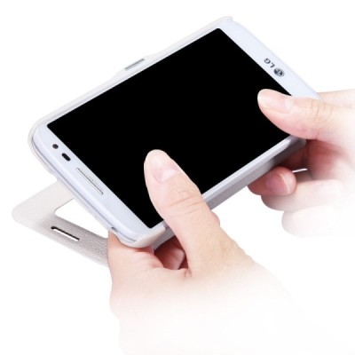 Nillkin Fresh LG G2 mini D620 baltas odinis atverčiamas dėklas / Priedai.lt