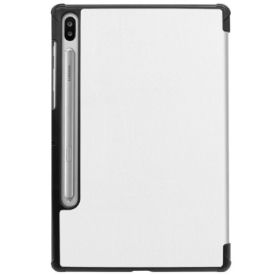 Samsung Galaxy Tab S6 10,5 T865 (T860) atverčiamas baltas odinis dėklas - knygutė (sulankstomas) / Priedai.lt