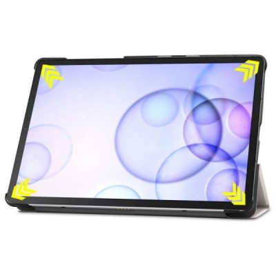 Samsung Galaxy Tab S6 10,5 T865 (T860) atverčiamas baltas odinis dėklas - knygutė (sulankstomas) / Priedai.lt