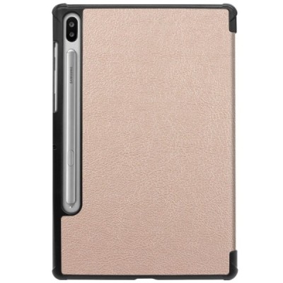 Samsung Galaxy Tab S6 10,5 T865 (T860) atverčiamas auksinis odinis dėklas - knygutė (sulankstomas) / Priedai.lt