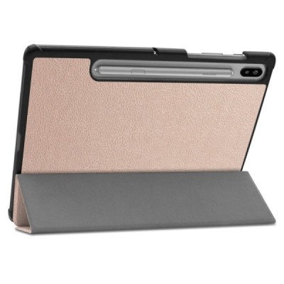Samsung Galaxy Tab S6 10,5 T865 (T860) atverčiamas auksinis odinis dėklas - knygutė (sulankstomas) / Priedai.lt