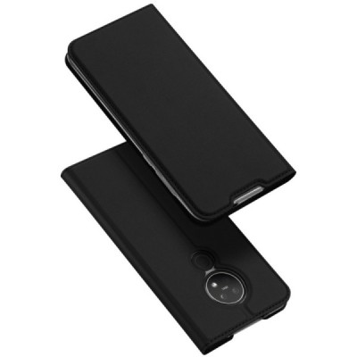 Nokia 7.2 (Nokia 6.2) „Dux Ducis“ Skin sērijas melns ādas atvērams maciņš / Vacins.lv