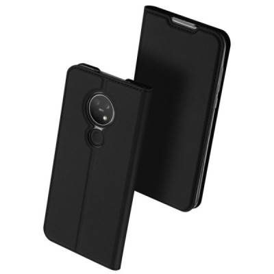 Nokia 7.2 (Nokia 6.2) „Dux Ducis“ Skin sērijas melns ādas atvērams maciņš / Vacins.lv