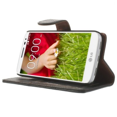 LG G2 mini D620 juodas odinis atverčiamas dėklas - piniginė / Priedai.lt