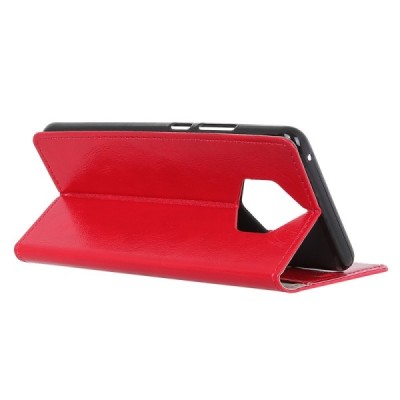 Nokia 9 PureView atverčiamas raudonas odinis dėklas, knygutė - piniginė / Priedai.lt