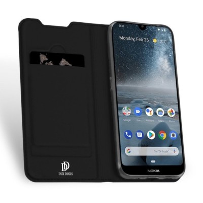 Nokia 4.2 (2019) „Dux Ducis“ Skin sērijas melns ādas atvērams maciņš / Vacins.lv