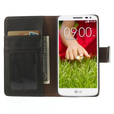 LG G2 mini D620 juodas odinis atverčiamas dėklas - piniginė / Priedai.lt