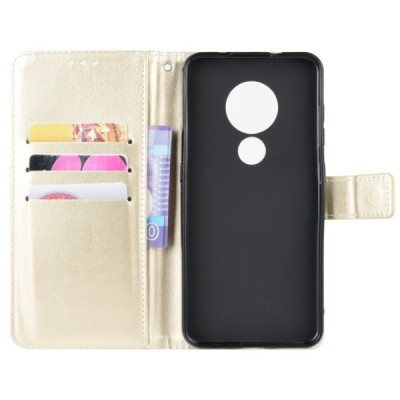 Nokia 7.2 (Nokia 6.2) sērijas zelta ādas atvērams maciņš / Vacins.lv