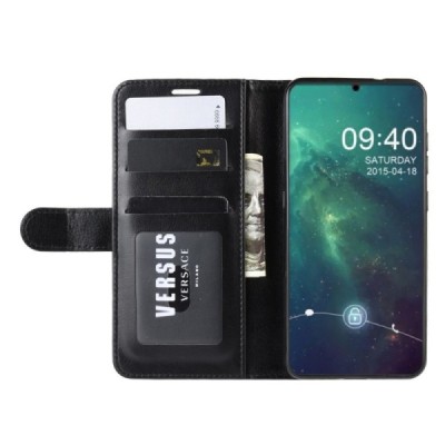 Nokia 7.2 (Nokia 6.2) juodas odinis atverčiamas dėklas / Priedai.lt