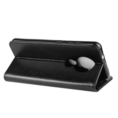 Nokia 7.2 (Nokia 6.2) juodas odinis atverčiamas dėklas / Priedai.lt