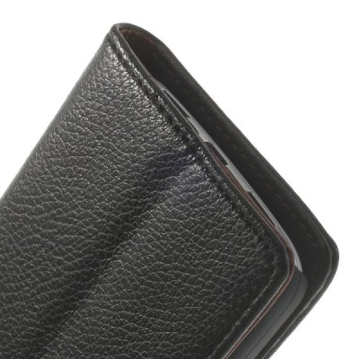 LG G2 mini D620 juodas odinis atverčiamas dėklas - piniginė / Priedai.lt