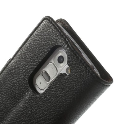 LG G2 mini D620 juodas odinis atverčiamas dėklas - piniginė / Priedai.lt