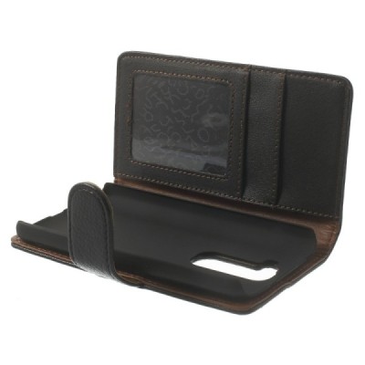 LG G2 mini D620 juodas odinis atverčiamas dėklas - piniginė / Priedai.lt