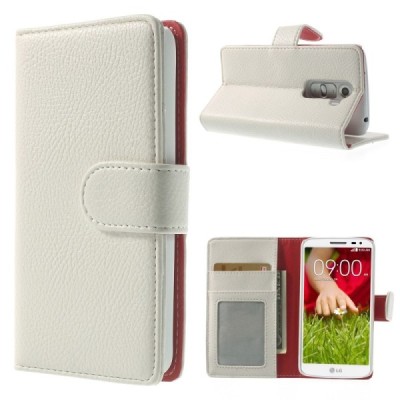 LG G2 mini D620 baltas odinis atverčiamas dėklas - piniginė / Priedai.lt