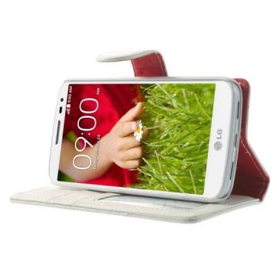 LG G2 mini D620 baltas odinis atverčiamas dėklas - piniginė / Priedai.lt