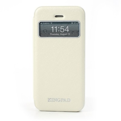 Smėlinis „Kingpad“ atverčiamas „S-View“ stiliaus Apple iPhone SE (5, 5s) dėklas (dėkliukas) / Priedai.lt