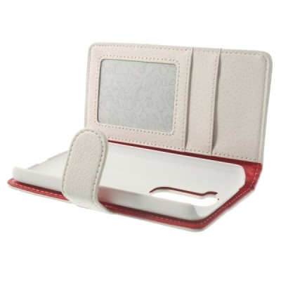 LG G2 mini D620 baltas odinis atverčiamas dėklas - piniginė / Priedai.lt