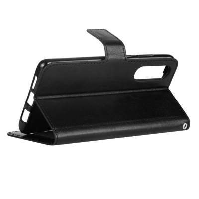 Xiaomi Mi A3 juodas odinis atverčiamas dėklas - knygutė | Priedai.lt