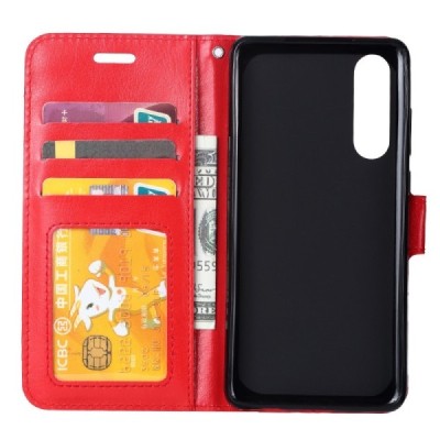 Xiaomi Mi A3 sērijas sarkans ādas atvērams maciņš, maks | Vacins.lv