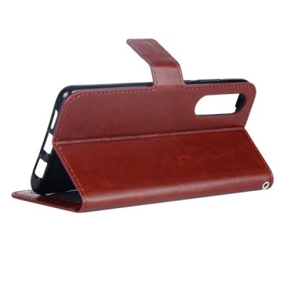 Xiaomi Mi A3 rudas odinis atverčiamas dėklas - knygutė | Priedai.lt