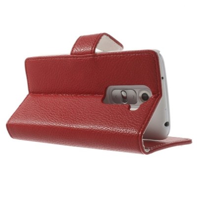 LG G2 mini D620 raudonas odinis atverčiamas dėklas - piniginė / Priedai.lt