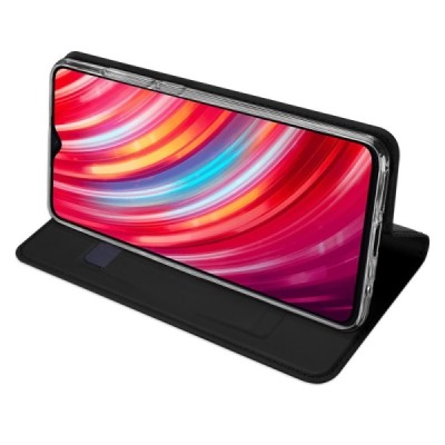 Xiaomi Redmi Note 8 Pro „Dux Ducis“ Skin serijos juodas odinis atverčiamas dėklas - knygutė | Priedai.lt