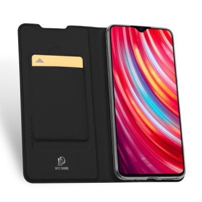 Xiaomi Redmi Note 8 Pro „Dux Ducis“ Skin serijos juodas odinis atverčiamas dėklas - knygutė | Priedai.lt