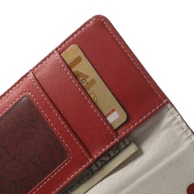 LG G2 mini D620 raudonas odinis atverčiamas dėklas - piniginė / Priedai.lt