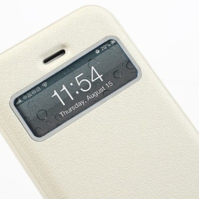 Smėlinis „Kingpad“ atverčiamas „S-View“ stiliaus Apple iPhone SE (5, 5s) dėklas (dėkliukas) / Priedai.lt