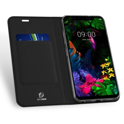 LG G8s ThinQ „Dux Ducis“ Skin serijos juodas odinis atverčiamas dėklas - knygutė | Priedai.lt