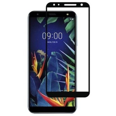 LG K40 „Rurihai“ 9H Tempered Glass sustiprintos apsaugos juodas pilnai dengiantis apsauginis ekrano stiklas 0,26 mm / Priedai.lt