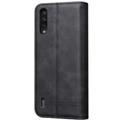 Xiaomi Mi 9 Lite „Deluxe“ ādas atvēramais melns maciņš (maks) / Vacins.lv