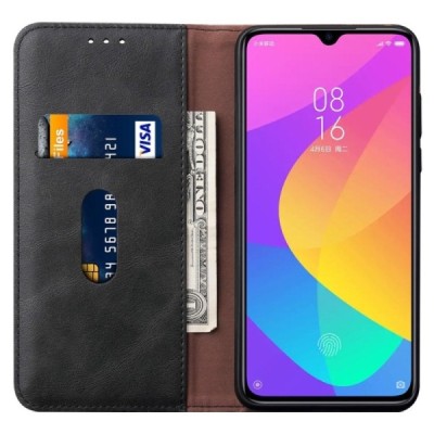 Xiaomi Mi 9 Lite „Deluxe“ ādas atvēramais melns maciņš (maks) / Vacins.lv