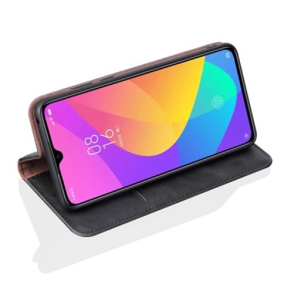 Xiaomi Mi 9 Lite „Deluxe“ ādas atvēramais melns maciņš (maks) / Vacins.lv