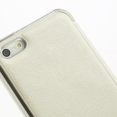 Smėlinis „Kingpad“ atverčiamas „S-View“ stiliaus Apple iPhone SE (5, 5s) dėklas (dėkliukas) / Priedai.lt