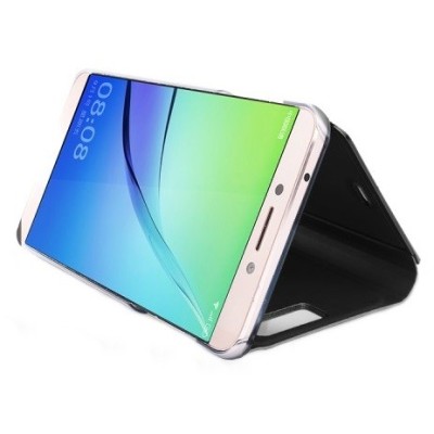 Huawei P10 (Huawei Ascend P10) plastmasas atvērams melns ādas maciņš / Vacins.lv