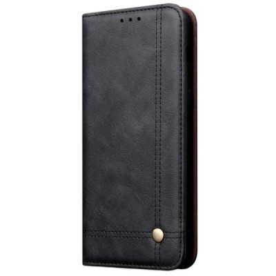 „Deluxe“ atverčiamas juodas odinis Samsung Galaxy A40 (A405F) dėklas - knygutė / Priedai.lt