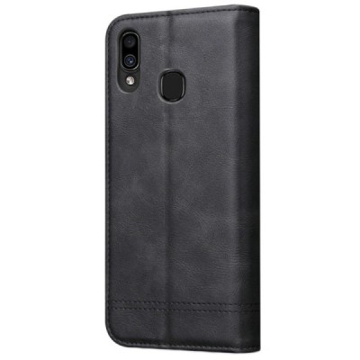 Samsung Galaxy A40 (A405F) „Deluxe“ ādas atvēramais melns maciņš (maks) / Vacins.lv