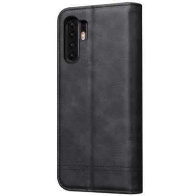 Huawei P30 Pro „Deluxe“ ādas atvēramais melns maciņš (maks) / Vacins.lv