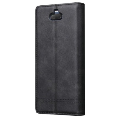 Sony Xperia 10 (XA3) „Deluxe“ ādas atvēramais melns maciņš (maks) / Vacins.lv