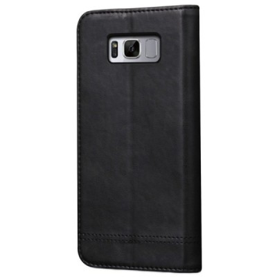 Samsung Galaxy A50 A505F (A50s A507F, A30s A307F) „Deluxe“ ādas atvēramais melns maciņš (maks) / Vacins.lv