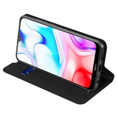 Xiaomi Redmi 8 „Dux Ducis“ Skin sērijas melns ādas atvērams maciņš / Vacins.lv